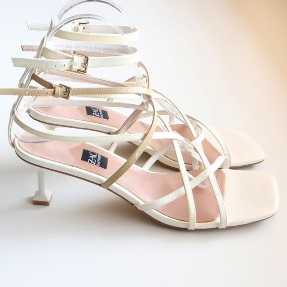 Zac Posen Angie White Patent Leather Strappy Square Toe Sandals Summer Shoes 8 - Picture 2 of 16